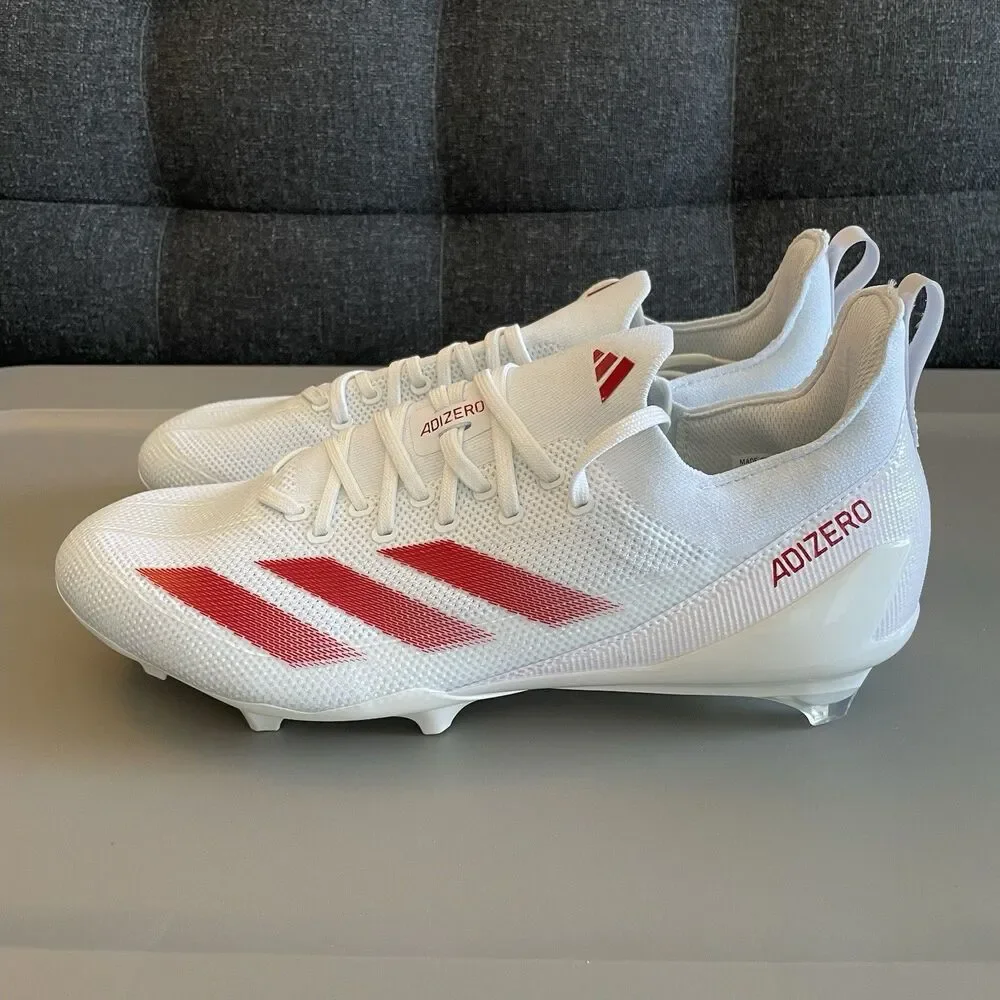 Adidas ADIZERO ELECTRIC+ FOOTBALL CLEATS White / Red IH0539 Men’s Size 12